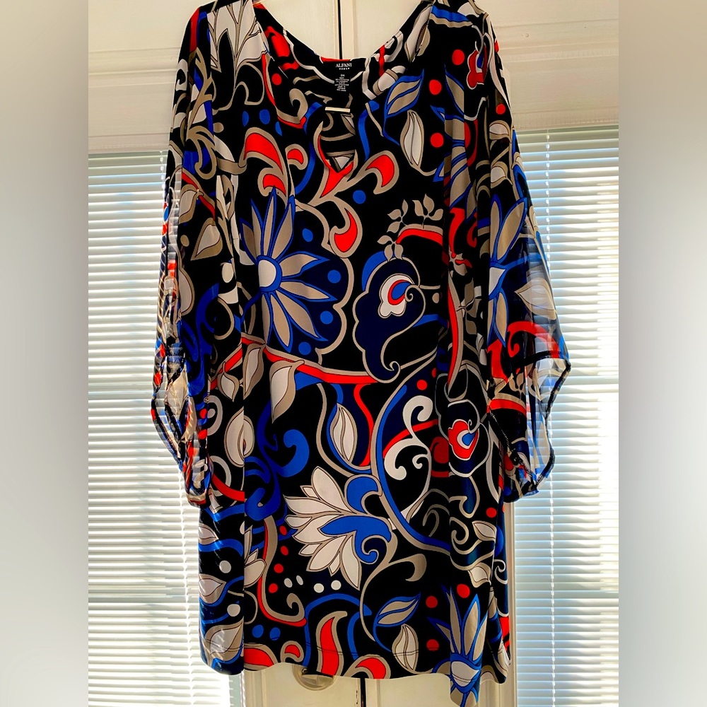 Beautiful Bright Orange & Bold Blue Flowy Dress